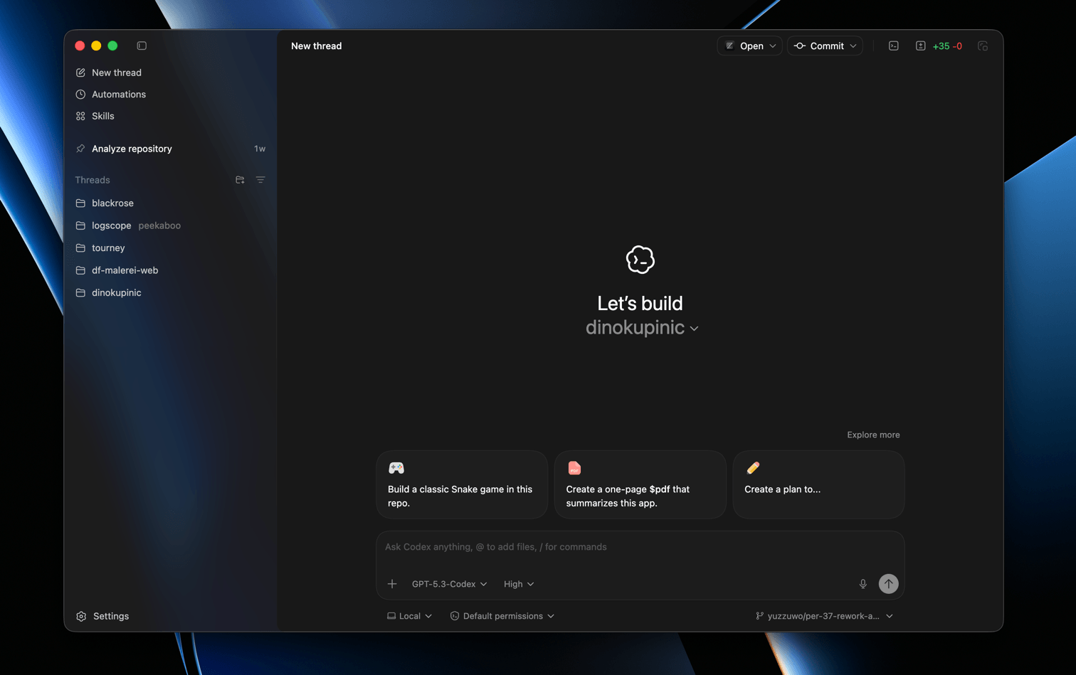 Codex interface